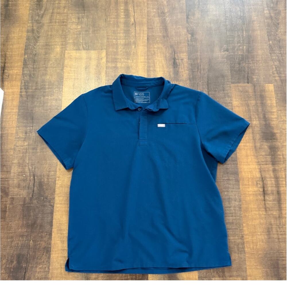 FIGS Lima Scrub Polo Blue/Green Short Sleeve Medical Top Men’s Size XL - Picture 7 of 7